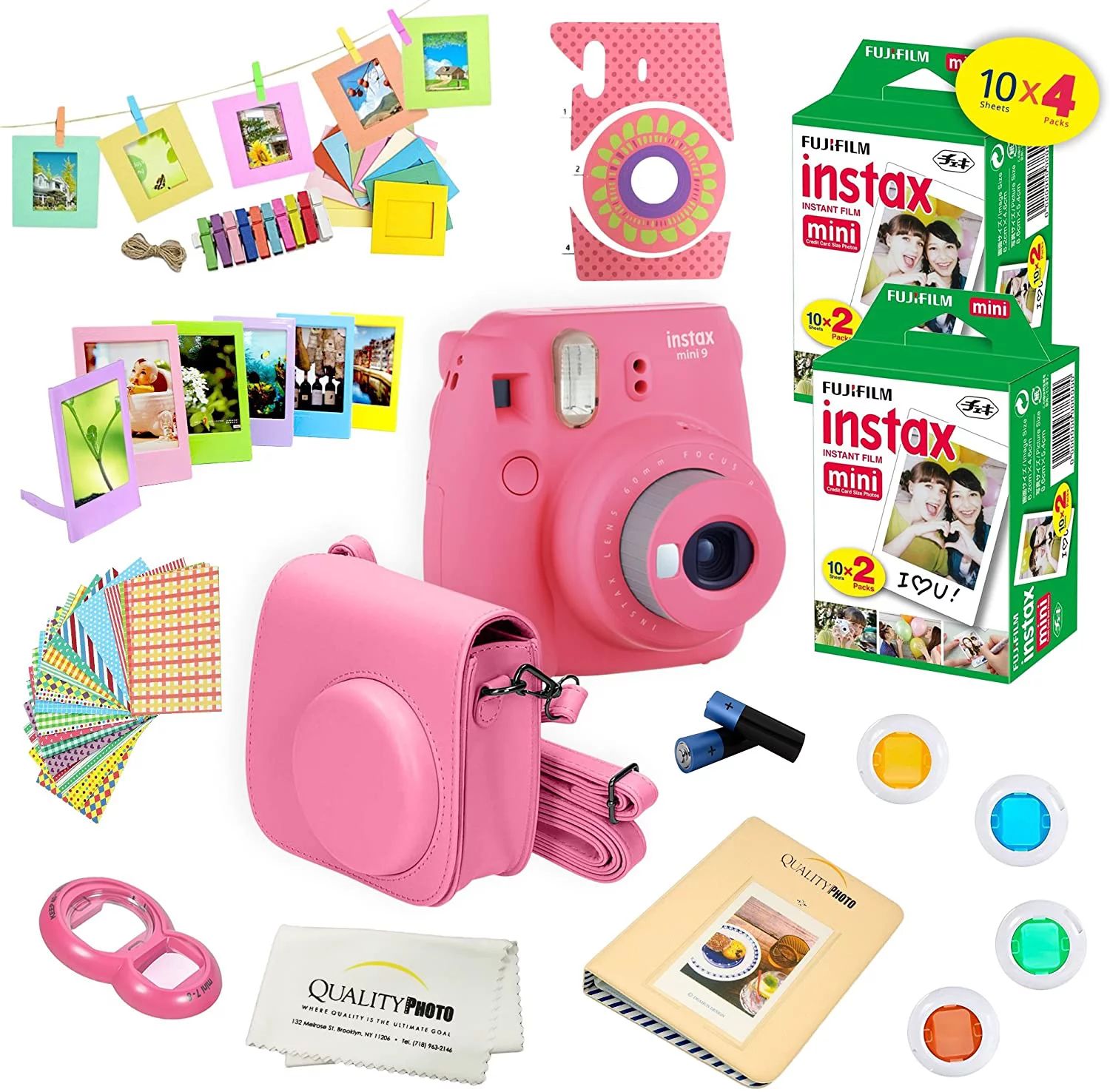 Fujifilm Instax Mini 9 Camera Pink + 15 PC Accessory Kit for Fujifilm instax mini 9 Instant Camer... | Walmart (US)