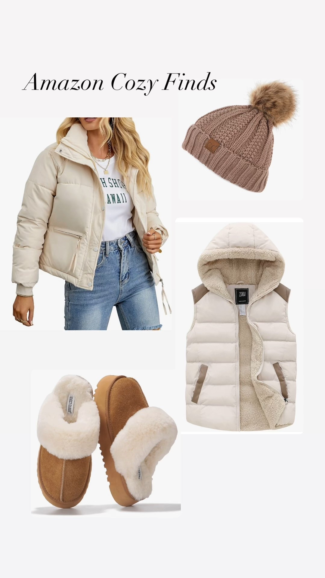 Amazon cozy finds, puffer jacket, vest, slippers, winter hat 

#LTKFindsUnder50 #LTKGiftGuide #LTKHoliday