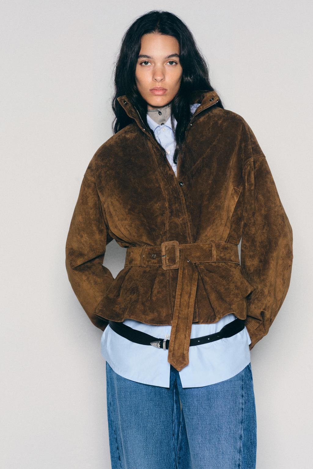 100% LEATHER BELTED JACKET | Zara US