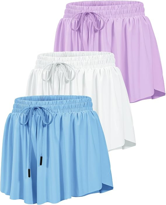 HASMES Girls Butterfly Shorts Flowy Athletic Shorts for Dance Cheer 5-14Y | Kids Skorts preppy sh... | Amazon (US)
