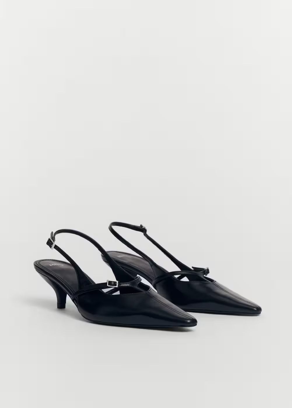 Leather heeled slingback shoes with buckles -  Women | Mango USA | MANGO (US)