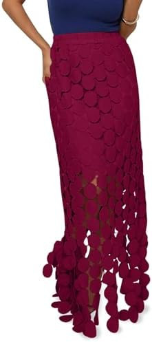Cicy Bell Womens Hollow Out Maxi Skirts Summer High Waisted Boho Fringe Hem Long Skirt | Amazon (US)