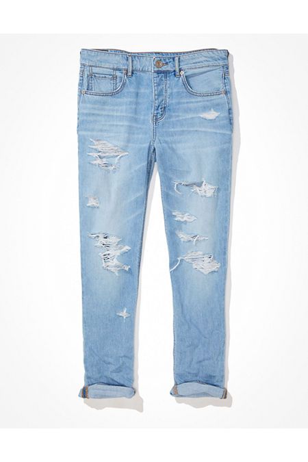 AE Tomgirl Jean Women's Light Destroy Wash 24 Regular | American Eagle Outfitters (US & CA)