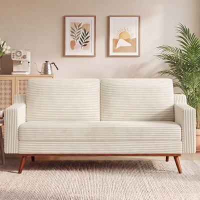 Dyonery 65.4" Loveseat Sofa,Comfy Beige Corduroy Love Seat Couches for Living Room,Modern Small Couch for Bedroom Office with Spring Cushion | Target