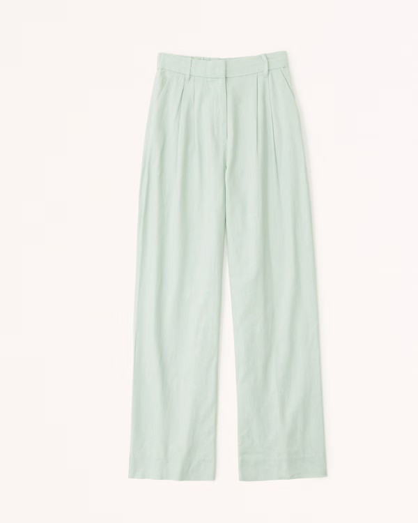 Linen-Blend Tailored Wide Leg Pant | Abercrombie & Fitch (US)