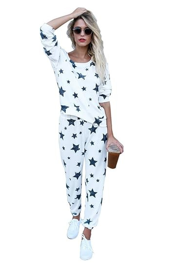 Mycherish Women Two Pieces Set Cotton Star Pattern Pajamas | Amazon (US)