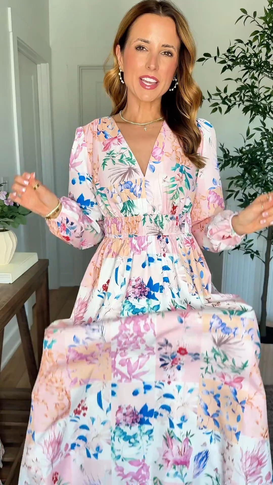 Amazon dresses with sleeves. Wearing small. Amazon Easter dresses. Bump-friendly dress. Baby shower dress. Spring dress. Wedding shower dress. Brunch dress. Mother’s Day dress. Gold heels are TTS. 

#LTKWedding #LTKTravel #LTKootd