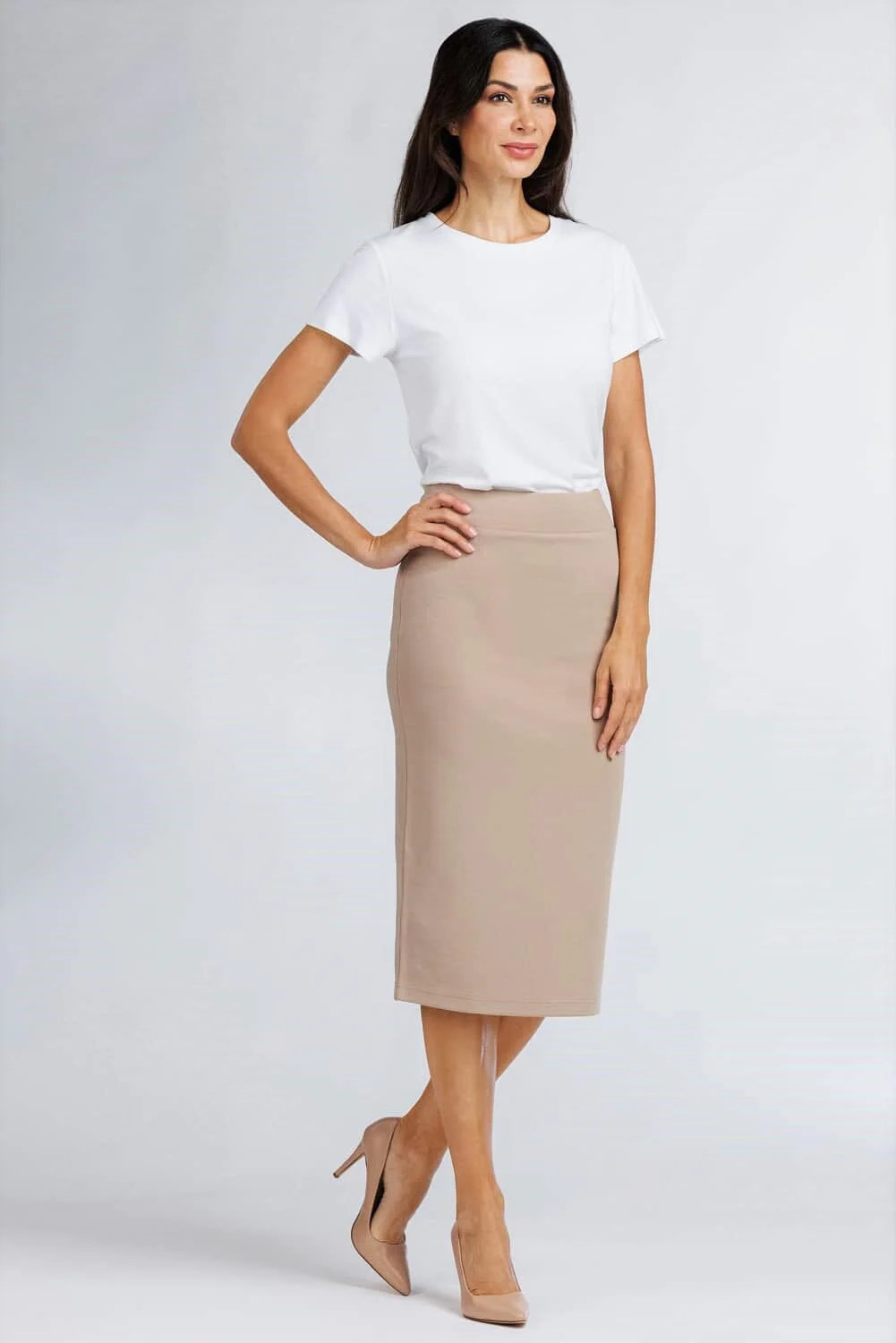Women's Ponte Knit Midi Length Pencil Skirt | Fishers Finery (US)