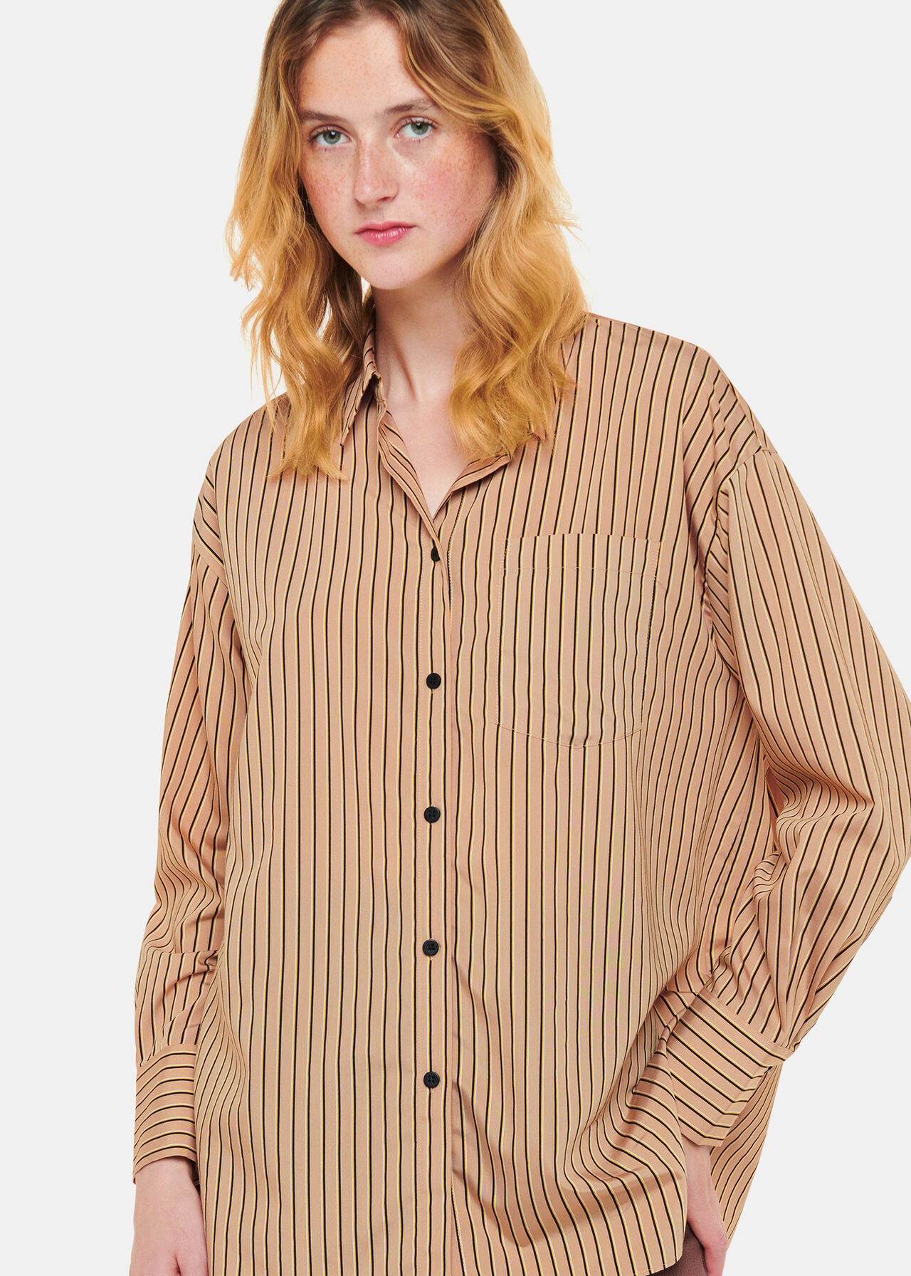 Multicolour Stripe Oversized Shirt | WHISTLES | | Whistles