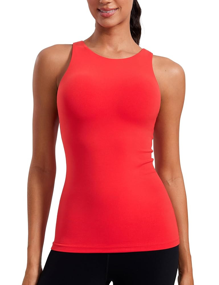 CRZ YOGA Butterluxe Womens Racerback High Neck Tank Top - with Built in Bra Workout Padded Yoga A... | Amazon (US)