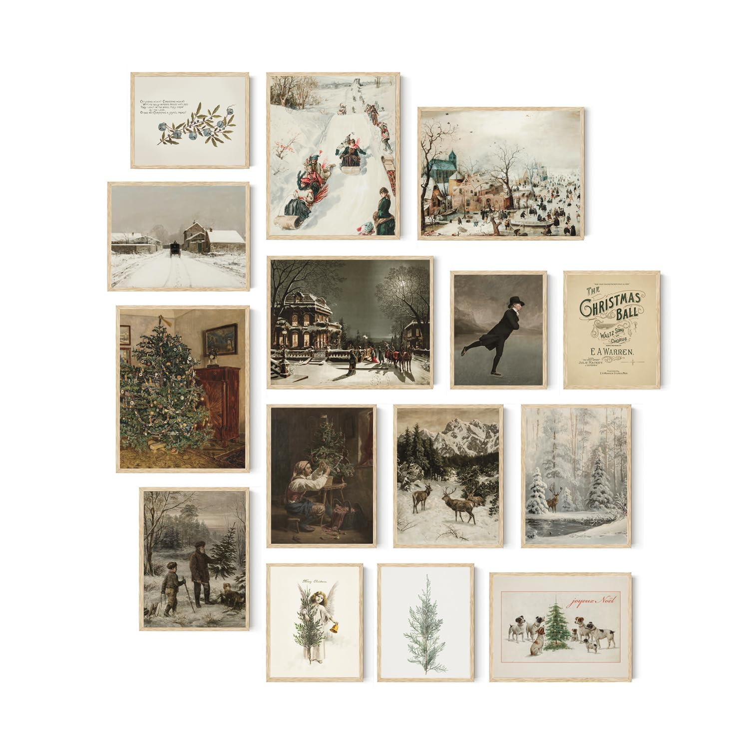 Roslynity Vintage Christmas Wall Art Prints Set of 15 Large Posters Reindeer Pine Tree Decoration... | Amazon (US)