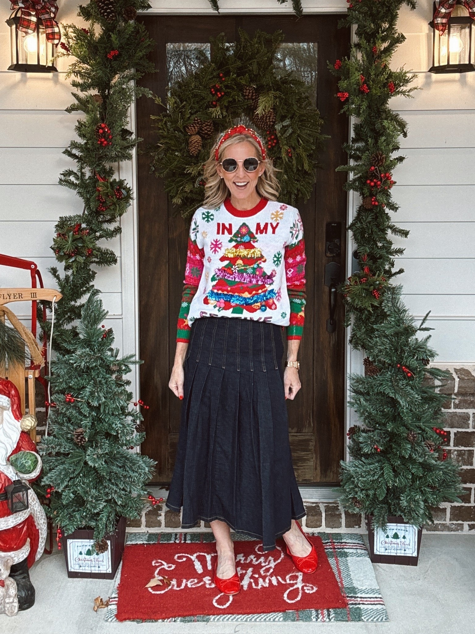 Don’t mind me… I’m just in my holiday era over here, and honestly it suits me. This festive Walmart sweater is truly the life of the party. It’s lightweight, bold, sprinkled with 3D trims, and under $20. Wearing a size small. It comes in so many fun colors, and trust me… it jingles AND it rocks with enough Christmas spirit to outshine any ugly sweater contest or holiday party.

I wore a similar one yesterday but switched it up today with this long denim skirt. It’s under $30 and I’m wearing an XS. Holiday cheer officially activated, and I’m ready to rock around the Christmas tree.

Comment SWEATER and I’ll send all the links your way! 

#LTKootd #LTKdayinmylife #LTKHoliday