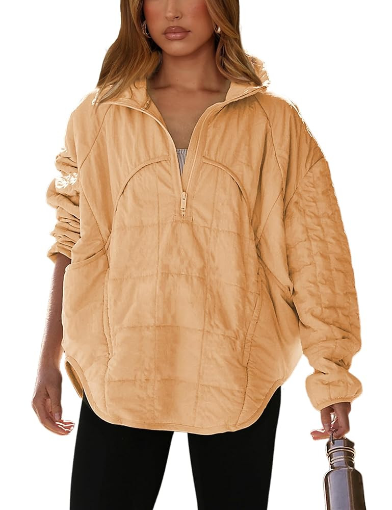 Daacee 2025 Oversized Lightweight Quilted Pullover Jacket for Women Half Zip Up Puffer Jackets Pa... | Amazon (US)