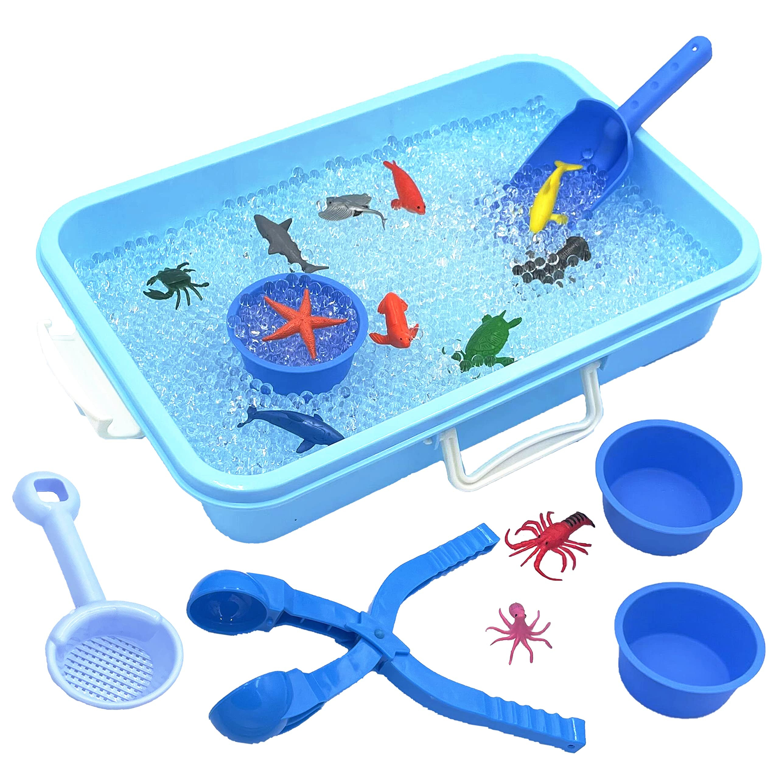 Water Beads Play Set - Sensory Bin Toys for Kids with 10000 Pcs Water Beads, Sea Animals, Water Bead | Amazon (US)