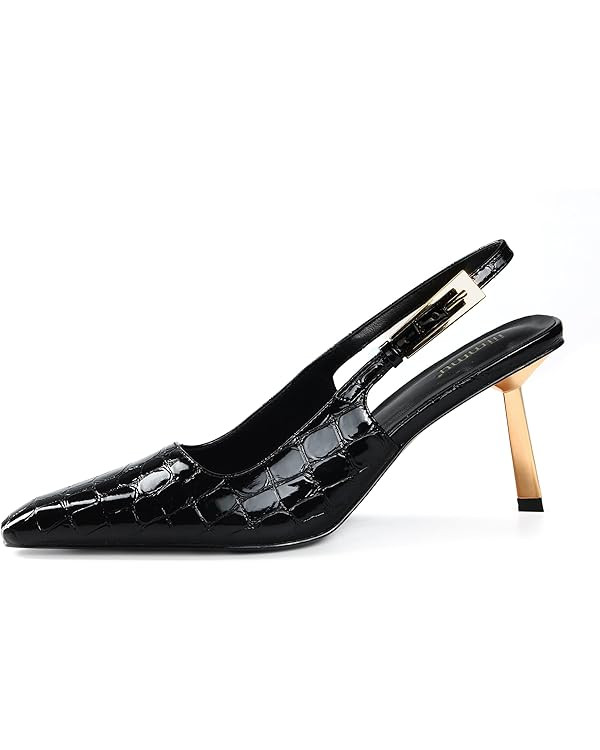iiimmu Slingback Heels for Women Closed Toe 3.5IN / 4IN Kitten Heels Women Pumps Square Toe Heele... | Amazon (US)