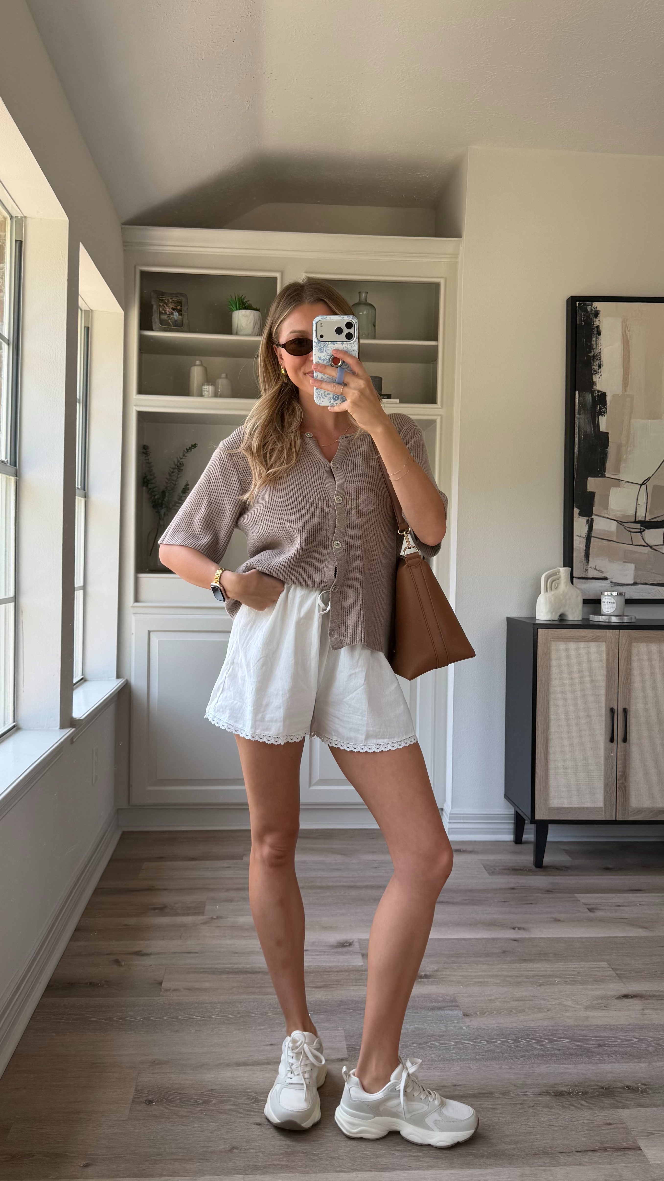 Early fall, cozy cute ootd | S in cardi top, S shorts (part of a set!) 

 #LTKootd #LTKmomlife