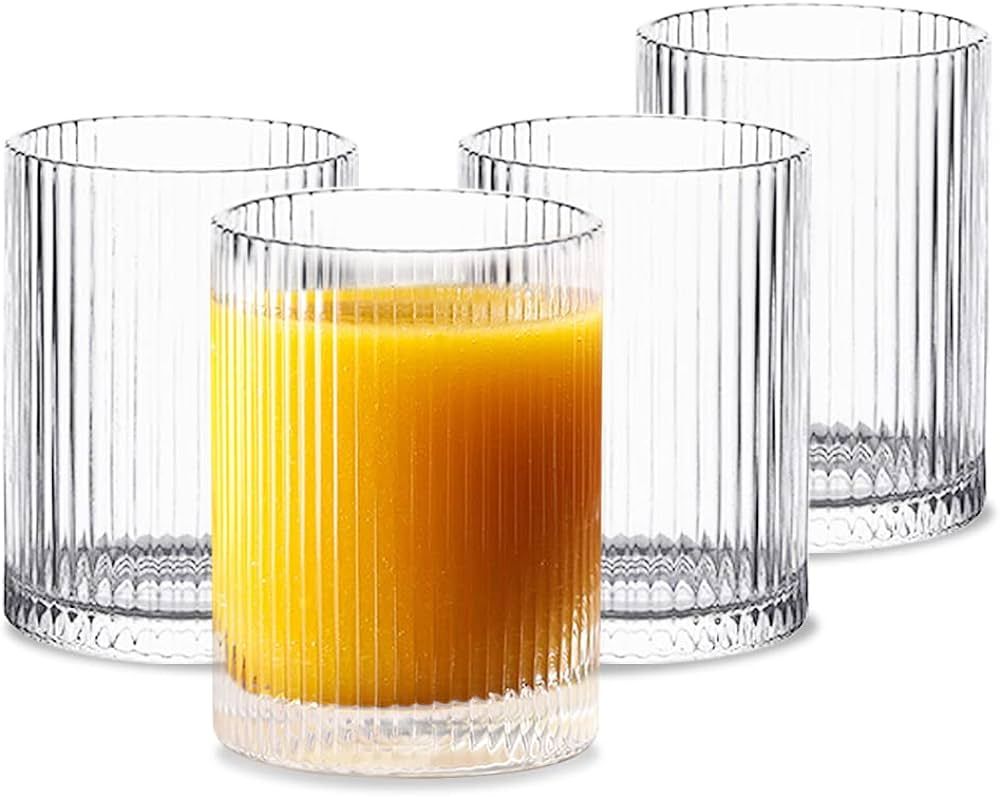 INSETLAN Glass Cups Vintage Glassware Set of 4 Small, Origami Style Transparent Cocktail Glasses ... | Amazon (US)