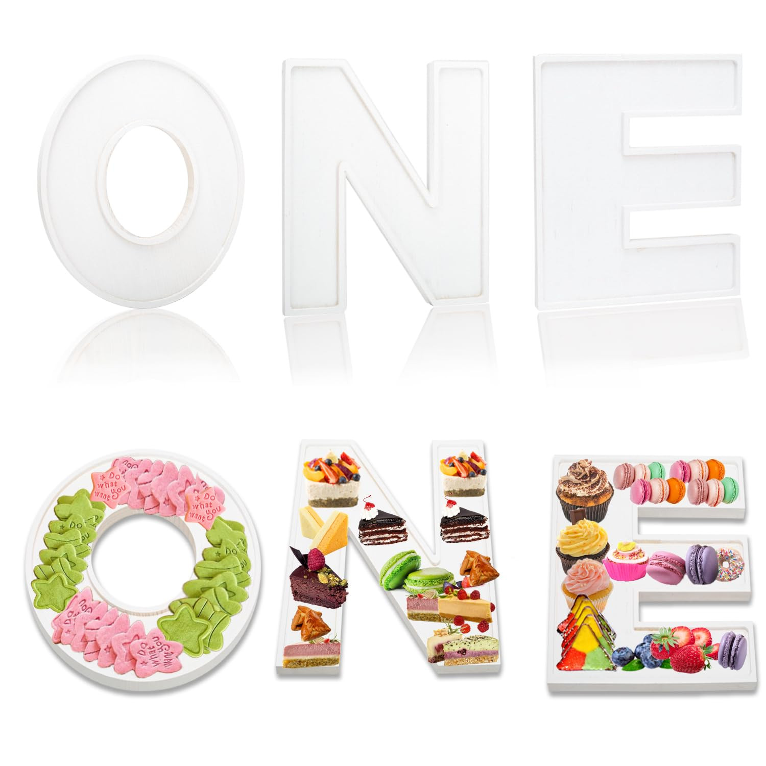 3pcs Wooden Charcuterie Board Letters, Reusable Food Letters Trays for Snack Fruit Candy Cake Coo... | Amazon (US)