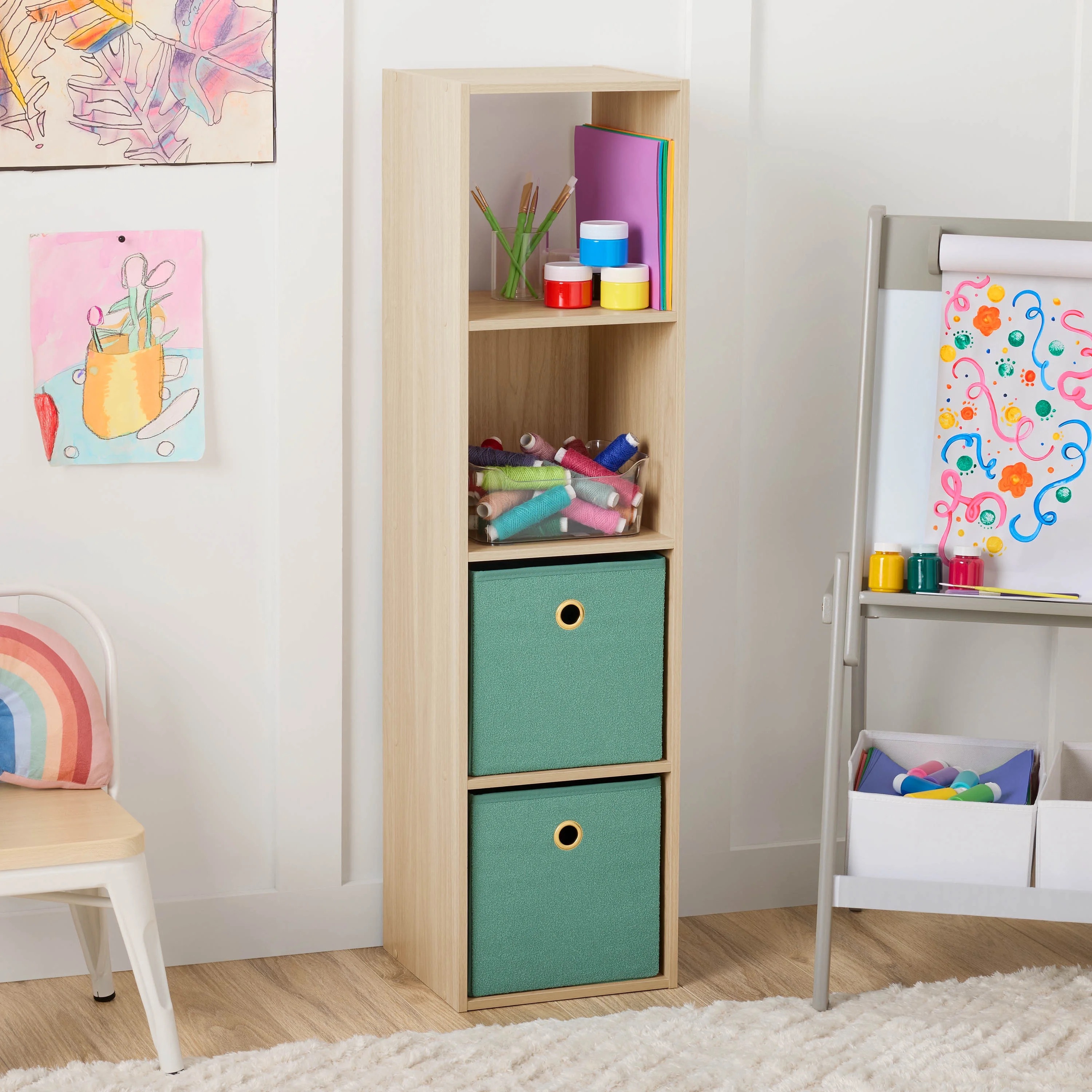 Mainstays 4 Cube Vertical Storage Organizer, Spring Pine | Walmart (US)