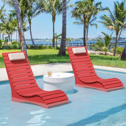 Homenjoy HDPS Pool Lounge Chairs Set of 2, Use in Pools Lounge Chairs up to 10-Inches of Water, Chaise Chairs with Headrest, Lounge Chair Outdoor, Fade-Resistant Pool Lounger for Deck | Amazon (US)