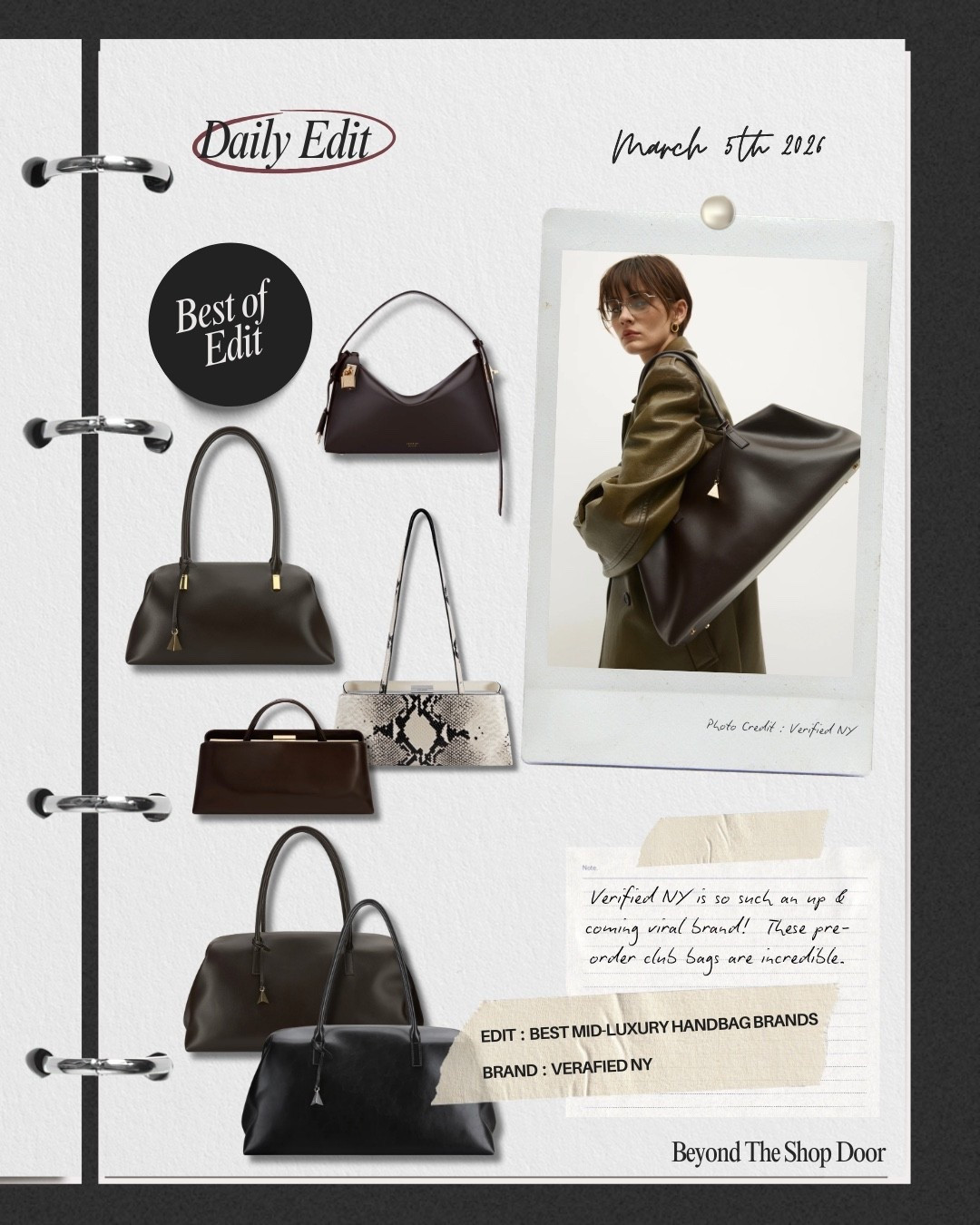 The Best Mid-Luxury Handbag Brands Edit

Brand : Verafied NY

Verafied New York is one of the most exciting up-and-coming handbag brands right now. 

The brand focuses on beautifully designed bags produced in small batches to keep prices seriously affordable. 

The Éclair bag and Club bags in particular are incredible; modern, sculptural, and giving major designer energy without the designer price tag.

Check out www.verafiedny.com

#LTKootd #LTKOver40