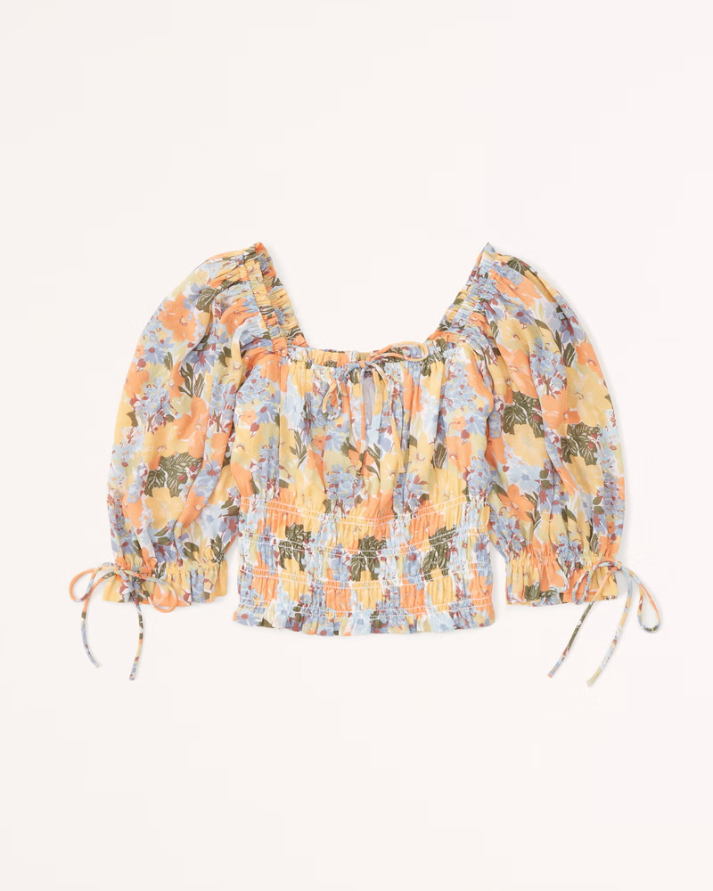 Stringy Ruched Squareneck Top | Abercrombie & Fitch (US)