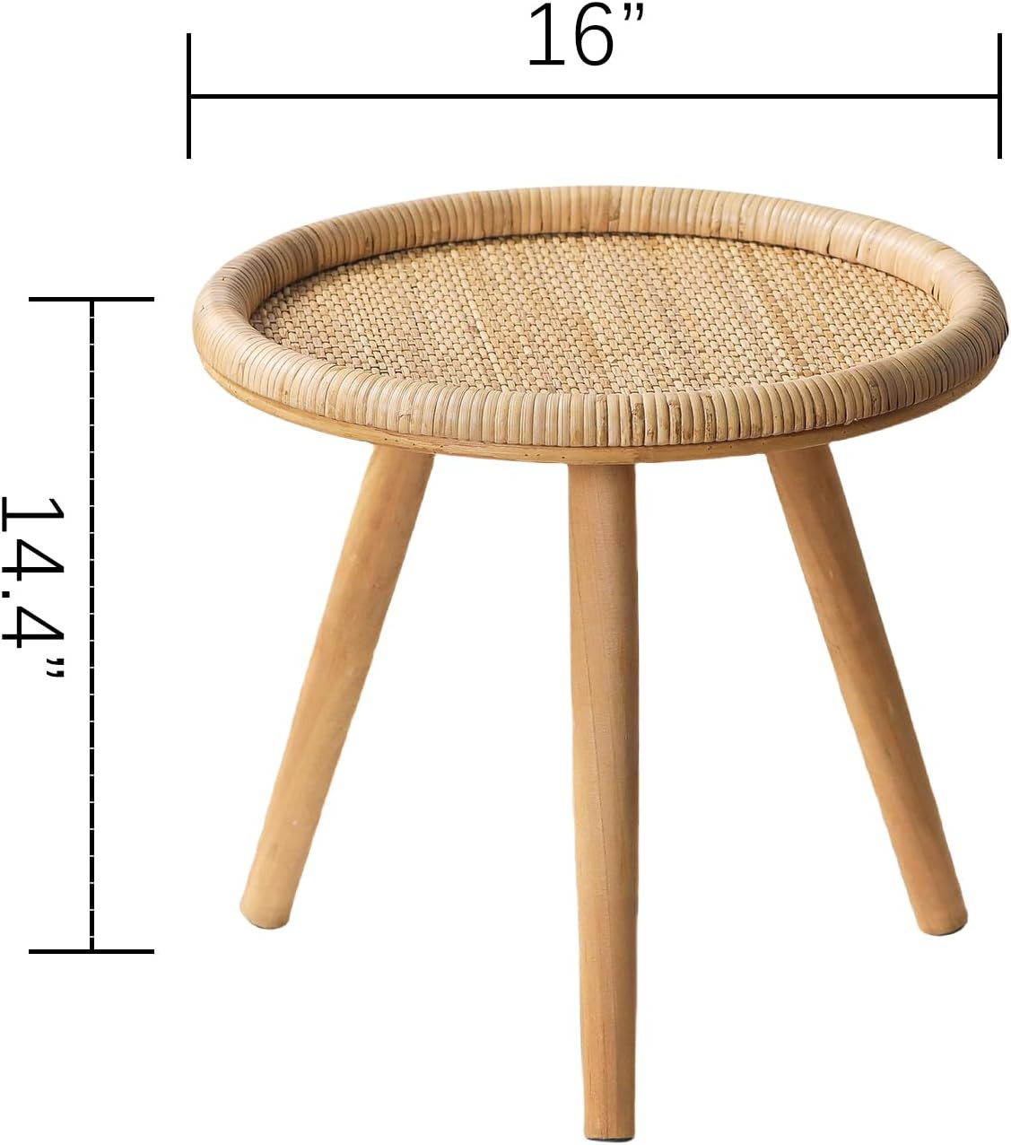 Rattan Round Coffee Table, Boho Circle Side Table End Table for Living Room, Small Mid Century Ac... | Amazon (US)