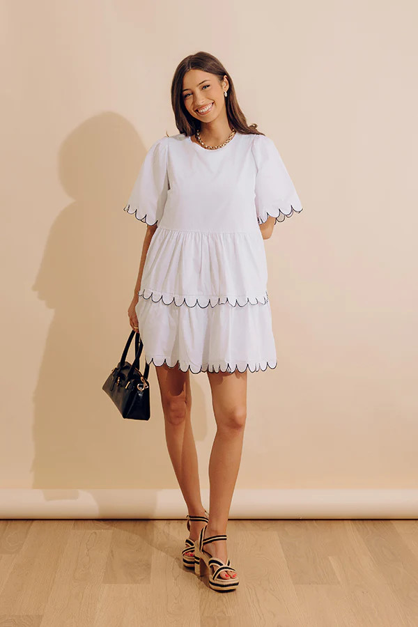 State Of Grace Scalloped Mini Dress | Impressions Online Boutique