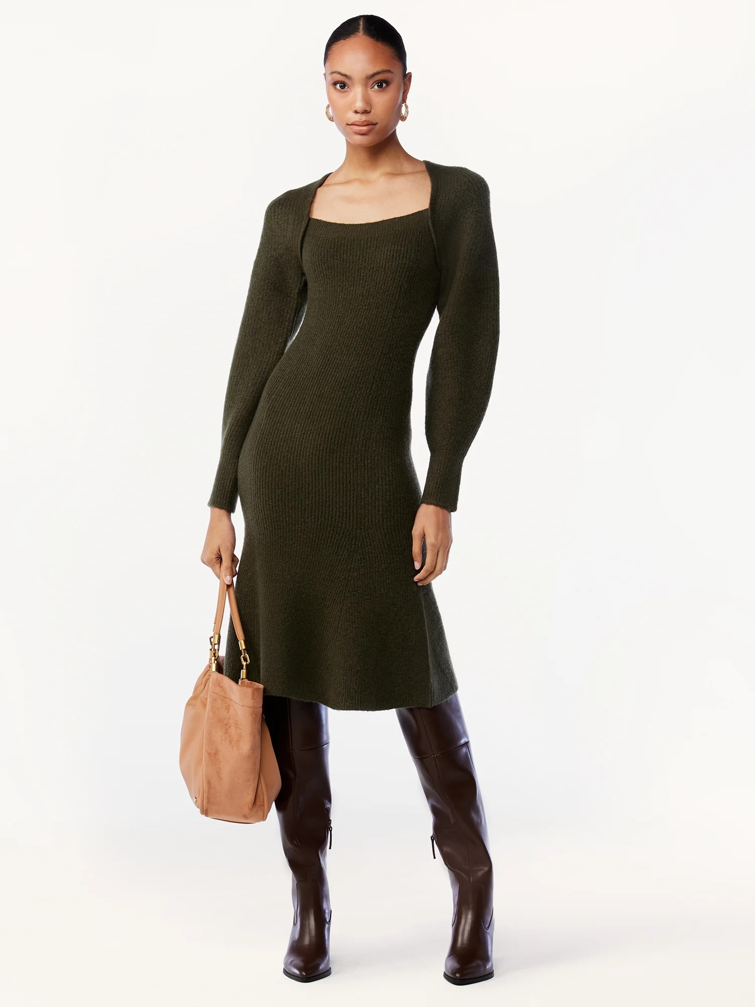 Scoop Women's Square Neck Sweater Dress | Walmart (US)