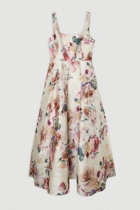 Romantic Floral Print Prom Woven Maxi Dress | Karen Millen UK + IE + DE + NL