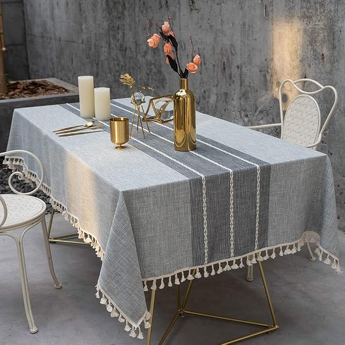 TEWENE Tablecloth, Rectangle Table Cloth Linen Wrinkle Free Embroidery Anti-Fading Tablecloths Wa... | Amazon (US)
