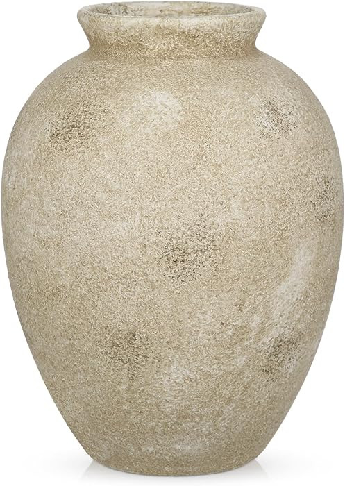 Large Rustic Ceramic Vase, 9.1 Inch Tall Farmhouse Vintage Flowers Vase, Decorative Terracotta Va... | Amazon (US)
