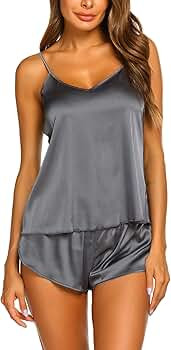 Sleepwear Womens Sexy Lingerie Satin Pajamas Cami Shorts Set Nightwear | Amazon (US)