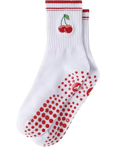 Yawlsow Pilates Grip Socks for Women Yoga Grippy Socks Cute Barre Non Skid Athletic Crew Sticky Sock Workout Hospital (US, Alpha, One Size, Regular, Regular, 1 Pack) | Amazon (US)