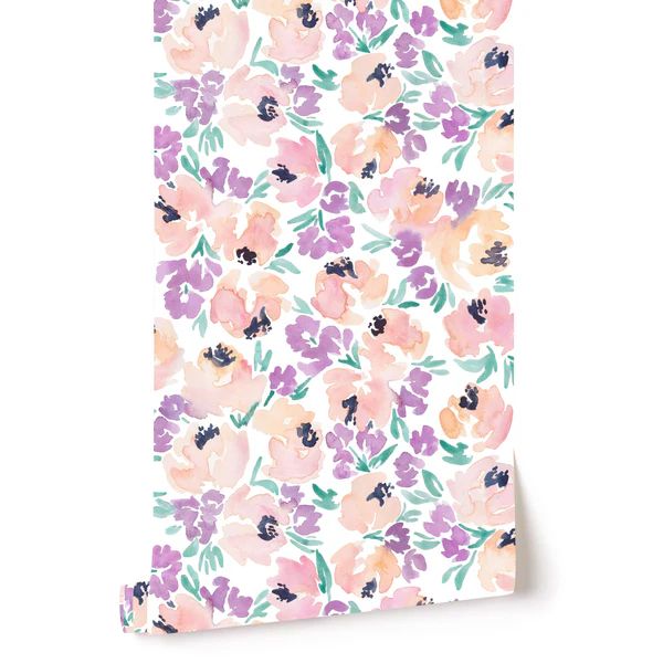 Peony Garden in Violet Wallpaper | Caitlin Wilson Design