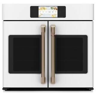 Cafe 30 in. Smart Single Electric French-Door Wall Oven with Convection Self-Cleaning in Matte Wh... | The Home Depot