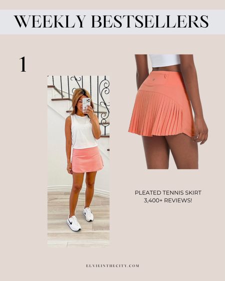 The #1 bestseller from last week is this pleated tennis skirt.  Comes in a bunch of colors. 

Athleisure, workout outfit, ootd, fashion over 40c tennis outfit 

#LTKfindsunder50 #LTKover40 #LTKstyletip