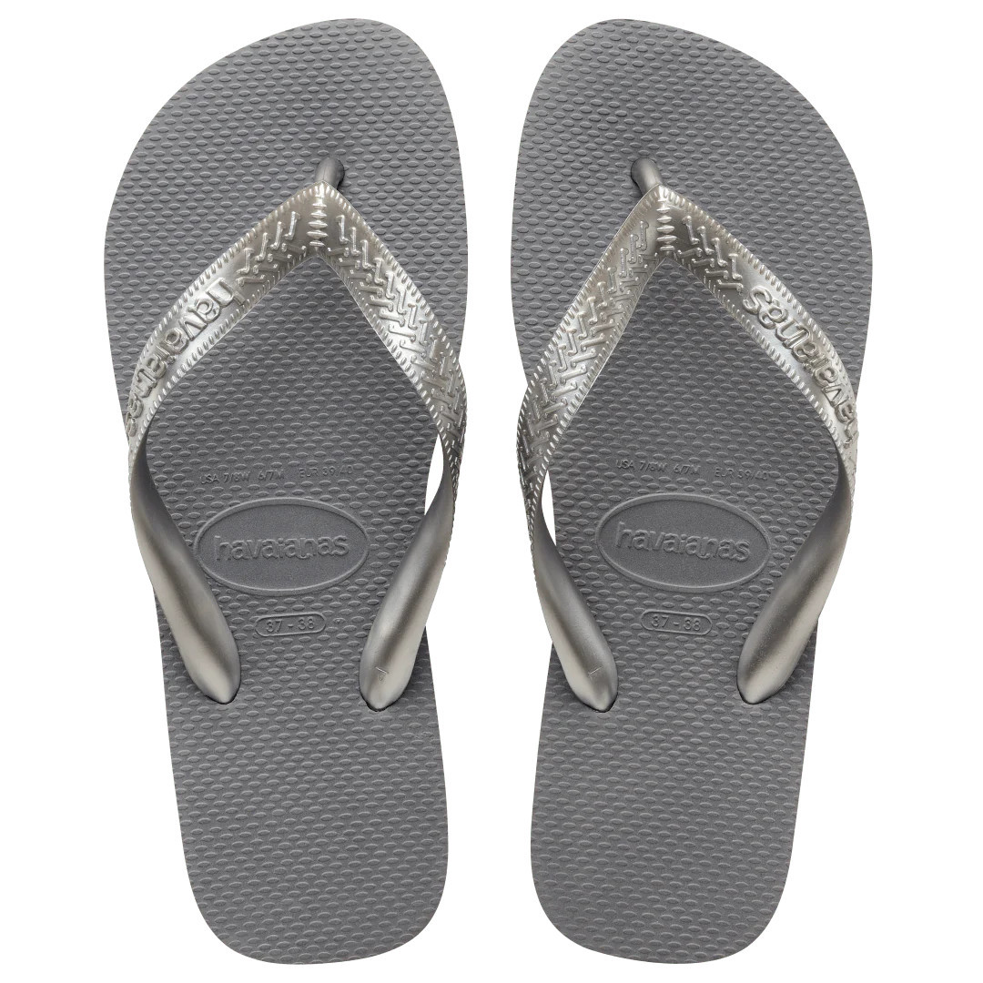 Havaianas Women's Top Tiras Flip Flops | Steel Grey | Size 11/12 | Havaianas