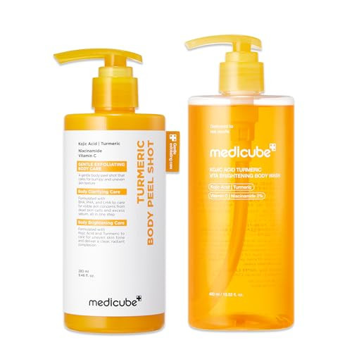 medicube Kojic Acid Brightening Body Care Duo: Turmeric Body Peel Shot and Kojic Acid Body Wash | For Brightening, Exfoliating with Citrus Scent for Fresh Shower Routine | Amazon (US)