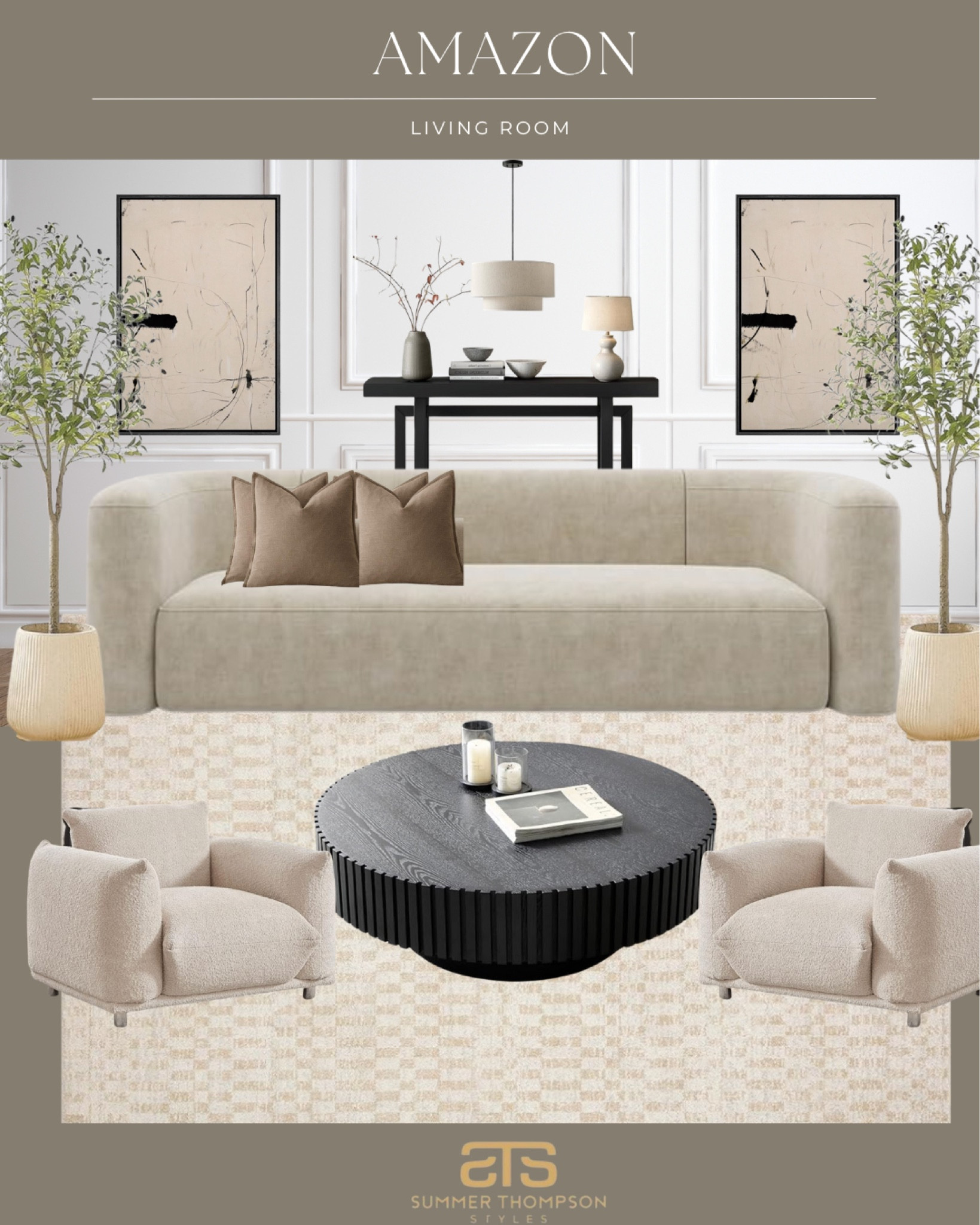 Amazon Living Room Decor! 

Couch, sofa, accent chairs, olive tree, coffee table, throw pillows, decor pillows, art work, console table, chandelier 

#amazonfinds #amazonhome #amazinlivingroom
#amazondeals #livingroom #homedecor

#LTKHome #LTKFamily
