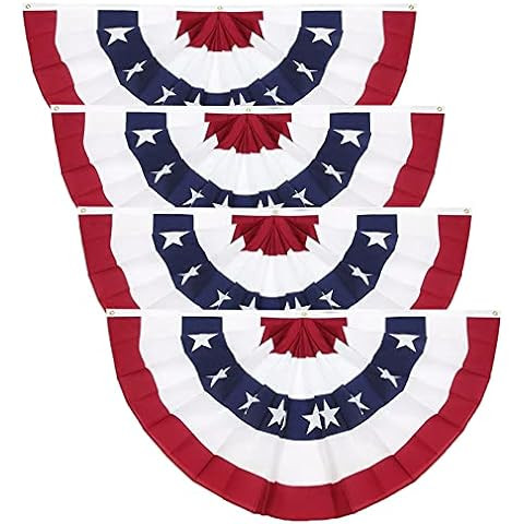4Pack American Bunting Flags 2x4Ft USA Pleated Fan Flag 4th of July Patriotic Decorations Flag Em... | Amazon (US)