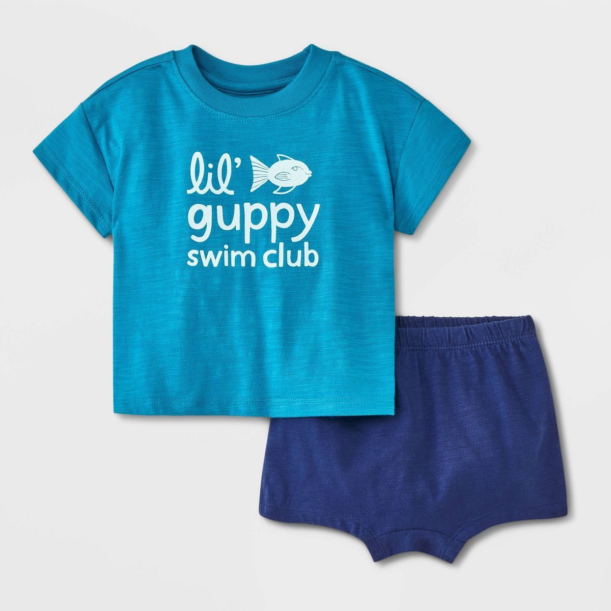 Baby Boys' Slub Jersey Graphic Top & Bottom Set - Cat & Jack™ Blue | Target