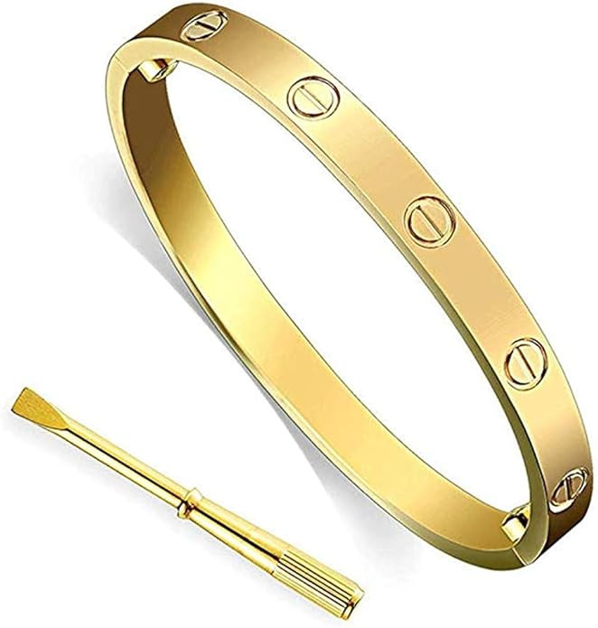 Drinkcomfort Titanium Steel Love Bracelet for Women Cuff Bracelets Valentines Wedding Couples Bra... | Amazon (US)