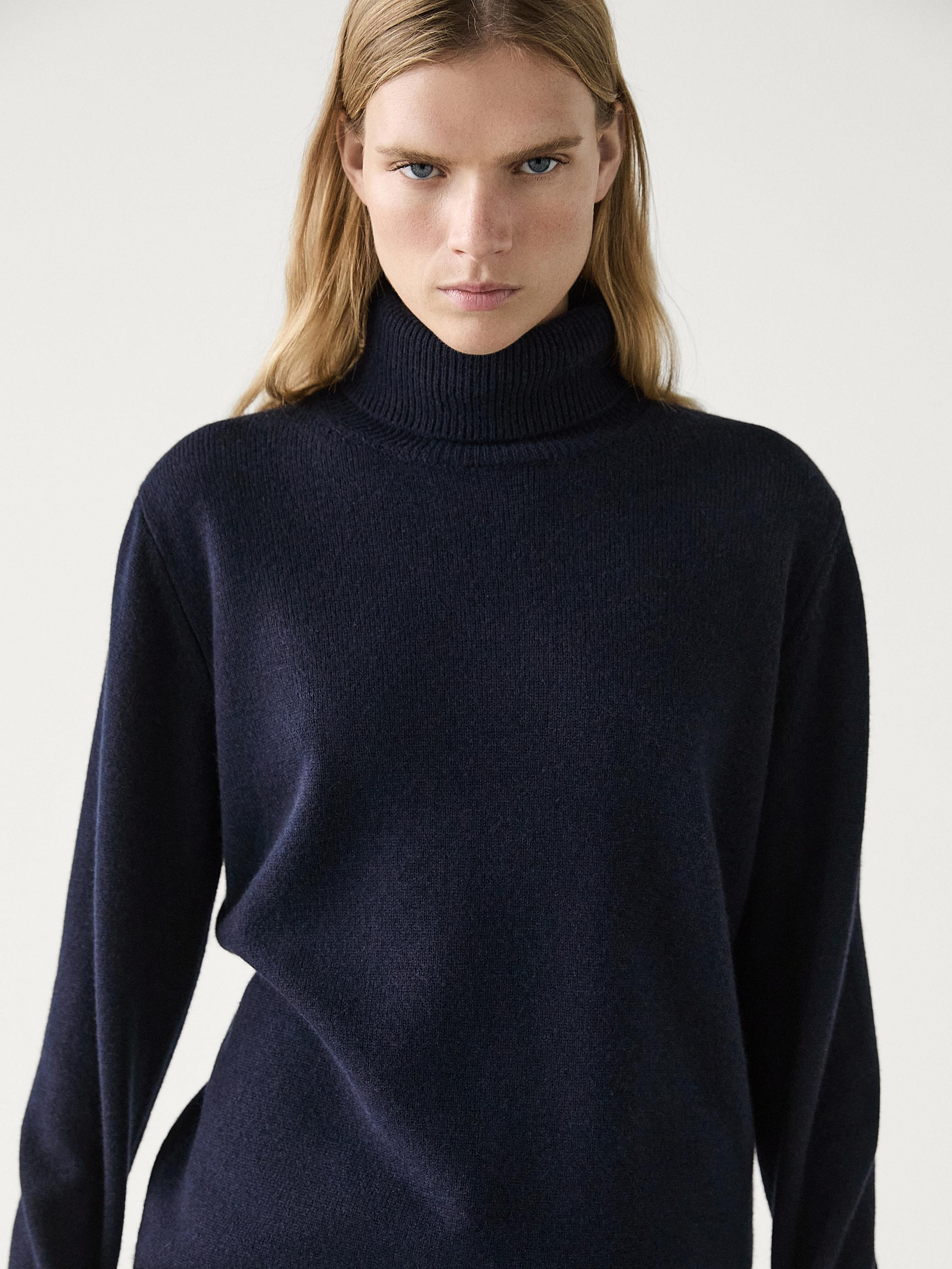 Wool blend knit sweater with high neck | Massimo Dutti US