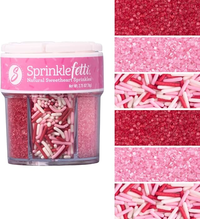 Sweets Indeed Valentines Day Dye Free Sprinkles | Red & Pink Sanding Sugar with Red White Pink Ji... | Amazon (US)