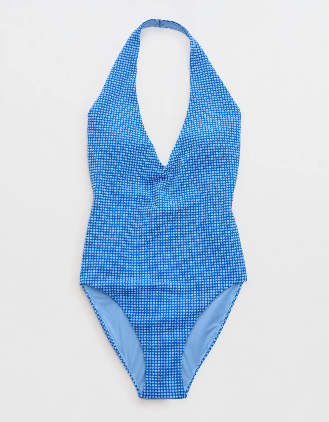 Aerie Gingham Halter Full Coverage One Piece Swimsuit | Aerie