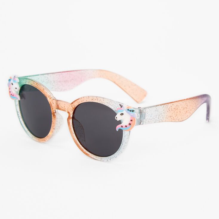 Claire's Club Rainbow Unicorn Glitter Mod Sunglasses | Claire's (US)