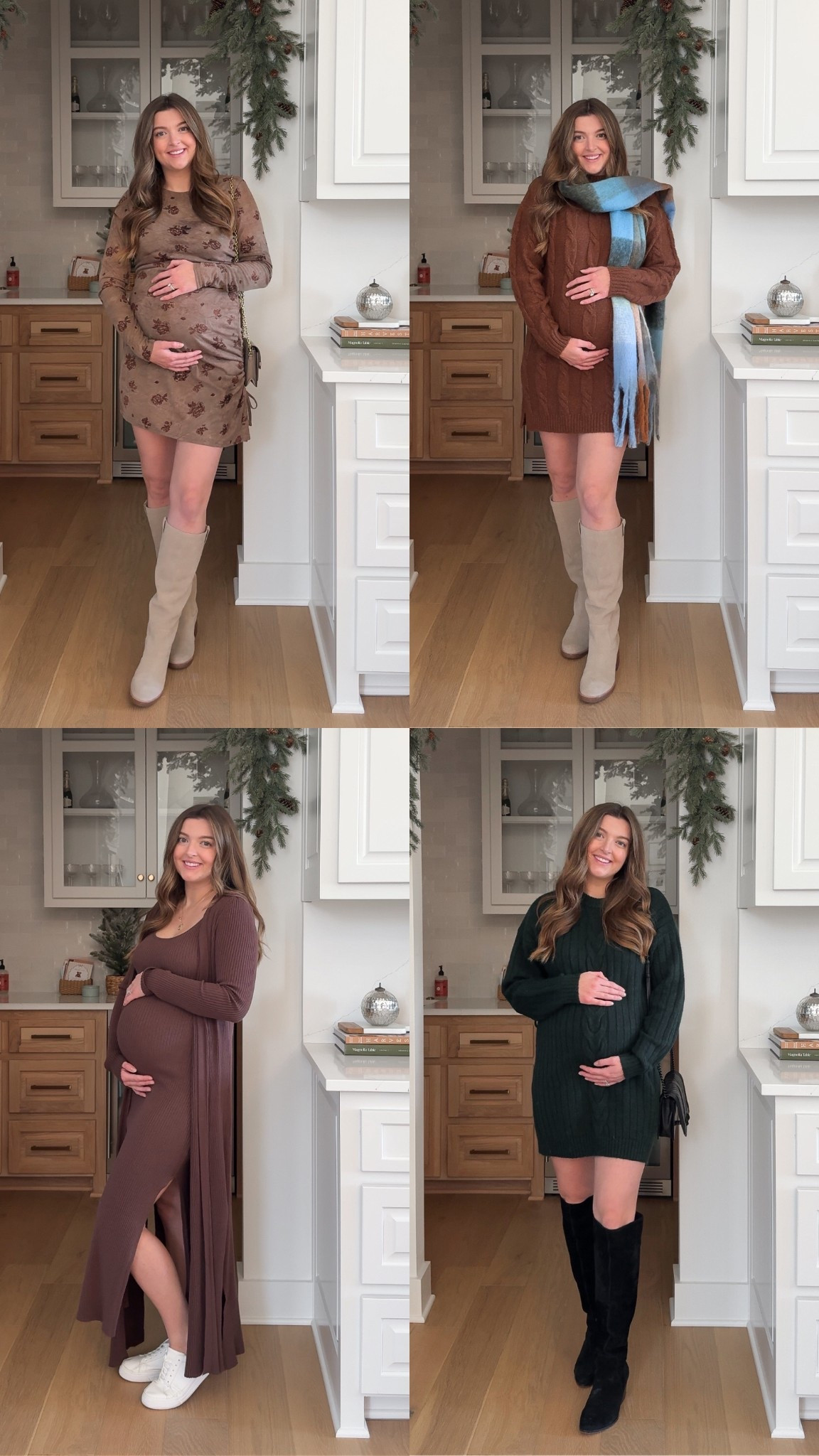 Trying to find my style again with a bump, I found so many cute Lulus dresses for the holidays 🎄🤍
I’ve had a hard time finding the confidence (and motivation) to dress cute during this pregnancy. I would much rather be in PJS, leggings, or sweatshirts🫠 So this winter I promised myself I would dress up more - look good, feel good mentality!! I love all four of these looks! Sweater dresses and tall boots are so easy to dress the bump in + you can dress them up or down for holiday parties, Christmas Eve, or holiday errands! The long cardigan dress is one of my favs!

Dress 1 size: large
Dress 2 size: medium
Dress 3 size: large
Dress 4 size: medium

Bump style, bump friendly, holiday dress, winter fashion, affordable fashion

#LTKBump