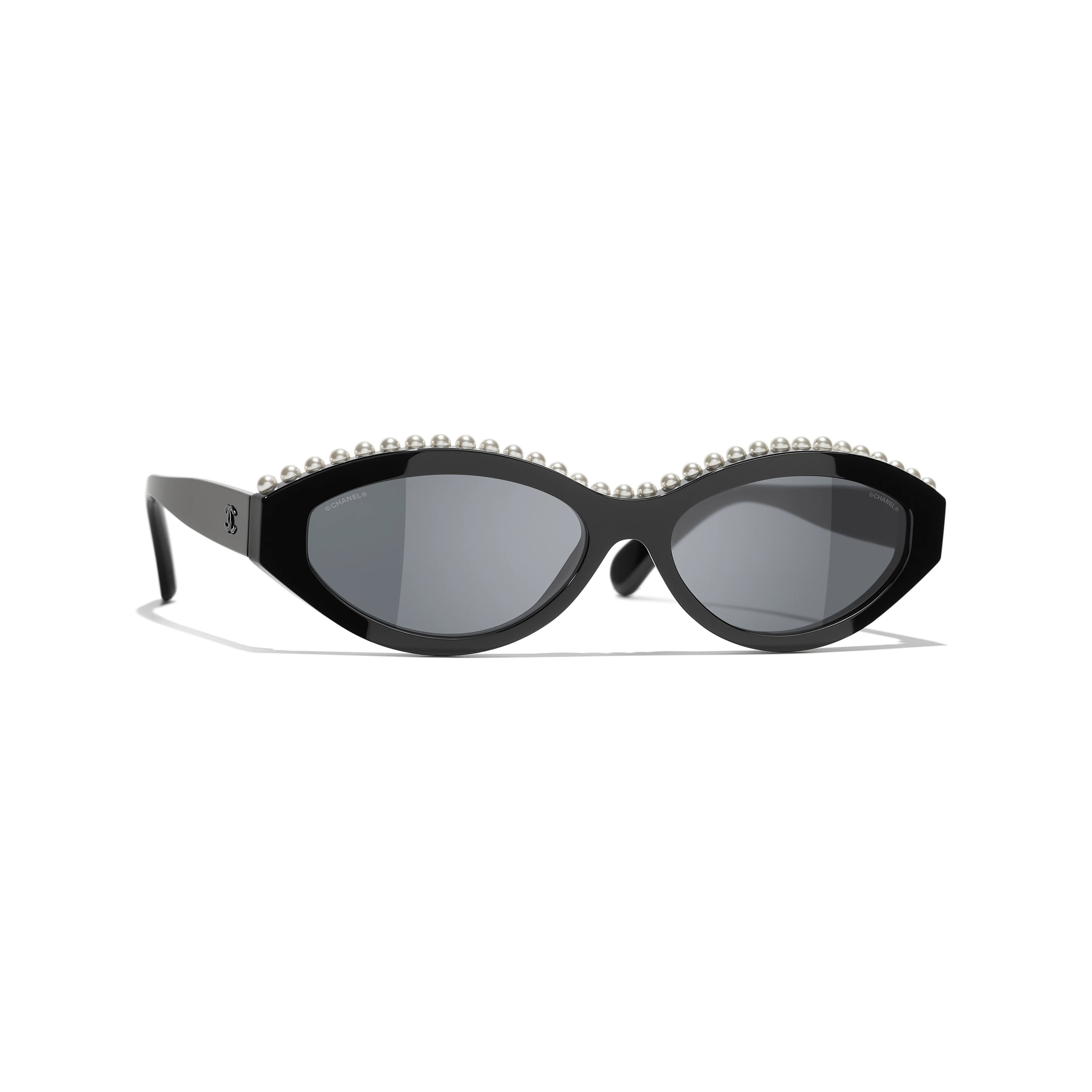 Sunglasses: Oval Sunglasses, acetate & imitation pearls — Fashion | CHANEL | Chanel, Inc. (US)