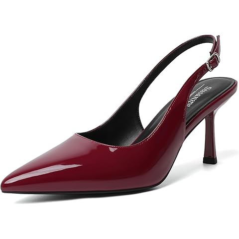 RIBONGZ Sexy Slingback Pumps Elegant Dressy Heels for Women Closed Toe Pointy High Heels Wedding ... | Amazon (US)